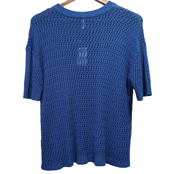 Wishlist Womens Top Blue Open Knit with Buttons Blouse Size Small - Picture 5 of 10
